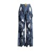 Autumn New Personalized Hollow Fried Dough Twists Wide Leg Pants Contrast Metal Decoration Straight High Waist Jeans Women
