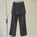 European and American Fake Two Piece Casual Pants New Fashion Versatile High Waist Group Control Design Sense Straight Leg Jeans