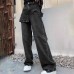 European and American Fake Two Piece Casual Pants New Fashion Versatile High Waist Group Control Design Sense Straight Leg Jeans
