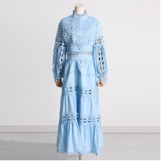Autumn New Product French Retro Palace Style Small and Popular Women's Set Lace Lace Princess Sleeve Solid Color Set