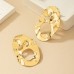 Irregular Round Metal Stud Earrings For Women Party Gift Holiday Fashion Jewelry Ear Accessories