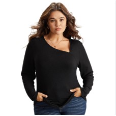 Diagonal collar off shoulder casual fashion versatile knitted long sleeved top Diagonal collar off shoulder casual fashion versatile knitted long sleeved top
