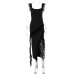 Summer and Autumn New Fashionable and Sexy Wooden Ear Edge Spliced Temperament Split Dress