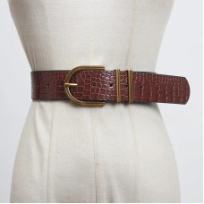 Pu Leather Black Buckle Split Joint Long Wide Belt Personality Women New Fashion Tide All-match Spring