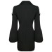 Spring Black New Women's Long Sleeve V-Neck Flare Sleeve Diamond Rabbit Button Bodycon Celebrity Party Mini Suit Dres
