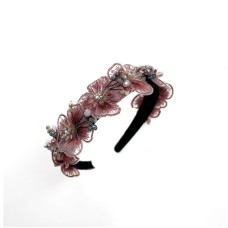 Handmade Fashion Embroidered Crystal Flower Hair Hoops for Women