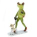 Frog walking dog resin ornament
