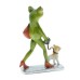 Frog walking dog resin ornament