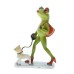 Frog walking dog resin ornament