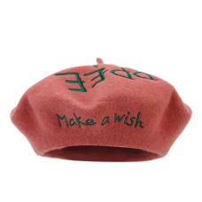 Autumn and Winter Wool And Cotton Letter Buckle Beret Painter Hat Octagonal Hat Women and Girl