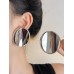Large Size Geometric Round Hollow Ear Clip Earrings for Women Girls Retro Unique Design Heavy Metal Jewelry Gifts