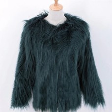 Fashion Women's Imitation Fox Hair Coat O-neck Long Sleeve Covered Button Thick Warm Jackets Winter 