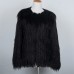 Fashion Women's Imitation Fox Hair Coat O-neck Long Sleeve Covered Button Thick Warm Jackets Winter 