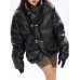 Solid Patchwork Single Breasted Casual Coats For Women Stand Collar Long Sleeve Minimalist Coat Female Fashion