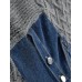 Dark Gray Denim Knitting Sweater Loose Fit Lapel Long Sleeve Women Pullovers New Fashion Tide Spring Autumn 
