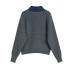 Dark Gray Denim Knitting Sweater Loose Fit Lapel Long Sleeve Women Pullovers New Fashion Tide Spring Autumn 