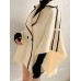 Vintage Shawl Design Contrast Color Edge High Quality Cloak Woolen Coats Casual Loose Double Breasted Long Sleeve Jacket