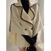 Vintage Shawl Design Contrast Color Edge High Quality Cloak Woolen Coats Casual Loose Double Breasted Long Sleeve Jacket