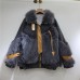 Streetwear Chic Faux Fur Collar Patchwork Zipper Thick Warm Denim Coats Casual Loose Long Sleeve Women Jacket Autumn