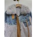 Streetwear Chic Faux Fur Collar Patchwork Zipper Thick Warm Denim Coats Casual Loose Long Sleeve Women Jacket Autumn
