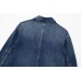 New In Denim Jacket Turn-down Collar Single Breasted Big Pockets Female Vintage Loose Fashion Denim Coat