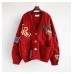 Spring Women's Sweater Warm Knitted Sweater Jacket Loose Pocket Embroidery Fashion Knit Cardigan Jacket Ladies Jacket