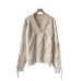 Oversize Handmade Rope Wearing V-neck Knitted Pullover Sweater For Womens Loose Knitwear Jumper