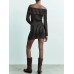 Fashion Women's Dress Slash Neck Long Sleeve Solid Causal Vestidos Slim Strip Pit Mini Dresses Winter New