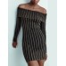 Fashion Women's Dress Slash Neck Long Sleeve Solid Causal Vestidos Slim Strip Pit Mini Dresses Winter New