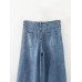 Withered Fashion Ladies Vintage Mommy Jeans American Loose Leg Jeans Women High Waist Casual Light Bue Denim Pants