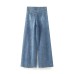 Withered Fashion Ladies Vintage Mommy Jeans American Loose Leg Jeans Women High Waist Casual Light Bue Denim Pants