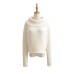 Stylish Plain Blue Knitting Striped Line Pullover Turtleneck Sweater 2023 Autumn Women Full sleeve Loose Short Knitwear Jumper
