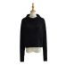 Stylish Plain Blue Knitting Striped Line Pullover Turtleneck Sweater 2023 Autumn Women Full sleeve Loose Short Knitwear Jumper