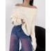 Stylish Plain Blue Knitting Striped Line Pullover Turtleneck Sweater 2023 Autumn Women Full sleeve Loose Short Knitwear Jumper