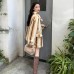 Winter Lapel Gradient Stripe Hairy Shaggy Mink Faux Fur Coat Ball Cuff Long Sleeve Warm Furry Jacket Women Midi Outerwear