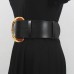 Pu Leather Black Metal Buckle Long Wide Belt Personality Women New Fashion Tide All-match Spring Autumn
