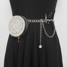 Pu Leather Pearl Mini-bag Chain Long Belt Personality Women New Fashion Tide All-match Spring Autumn