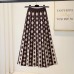 Knitted Long Skirt for Women Autumn Winter Vintage Polka Dot Print A Line High Waist Pleated Skirt Female