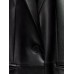  New Spring Autumn Streetwear Faux Leather Long Jacket Women Fashion Turn-down Collar Single Breasted Black Pu Coat Trench