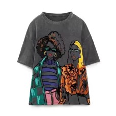 Summer Short Sleeve T-Shirt Women Loose Tops O-Neck Fashion Character Print T Shirt Streetwear Casual Tees Female