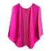 Elegant Pleated 2 Pieces Set Round Neck Batwing Sleeves Solid Tops High Elastic Waist Fold Skirts 