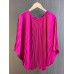 Elegant Pleated 2 Pieces Set Round Neck Batwing Sleeves Solid Tops High Elastic Waist Fold Skirts 