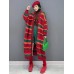 Fashion Women Knit Trench Autumn  New Contrast Color V-neck Long Cardigan Coat Single Breasted Windbreaker 