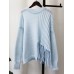 Blue Tassel Sweater Pullover Female  Autumn New Korean Version Loose O-neck Long Sleeve Women's Solid Color 
