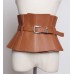 Ruffles PU Leather Cummerbunds Women Solid Color Waist Girdle Adjustable Wide Belts Fasion  Spring Summer 
