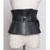 Ruffles PU Leather Cummerbunds Women Solid Color Waist Girdle Adjustable Wide Belts Fasion  Spring Summer 