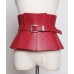 Ruffles PU Leather Cummerbunds Women Solid Color Waist Girdle Adjustable Wide Belts Fasion  Spring Summer 