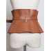 Ruffles PU Leather Cummerbunds Women Solid Color Waist Girdle Adjustable Wide Belts Fasion  Spring Summer 