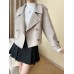 Loose Fit Beige Big Size Short Woolen Coat New Lapel Long Sleeve Women Jacket Fashion Tide Autumn Winter 
