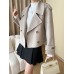 Loose Fit Beige Big Size Short Woolen Coat New Lapel Long Sleeve Women Jacket Fashion Tide Autumn Winter 